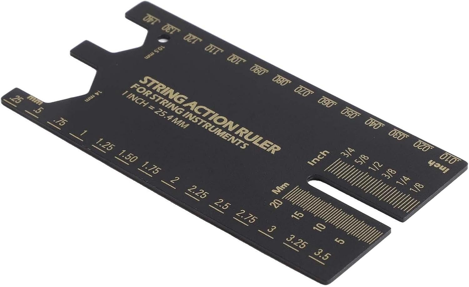 Stainless Steel Guitar String Action Gauge Ruler for Electric Acoustic Bass, Precision Metal Measuring Tool for Luthier Setup and Repair, Black
