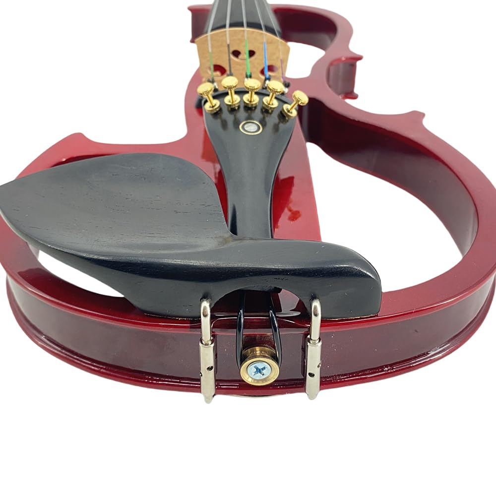 4/4 Full Size Electric Violin – Silent Electric Violin with Headphone Jack, Ebony Fittings – Includes Case, Bow, – Ideal for Practice & Performance (Black)