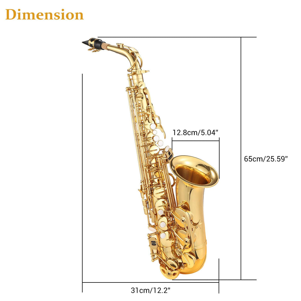 Tenor Saxophone for Beginner Kit with Cleaning Cloth, Case, Mouthpiece, Neck Strap, Reeds