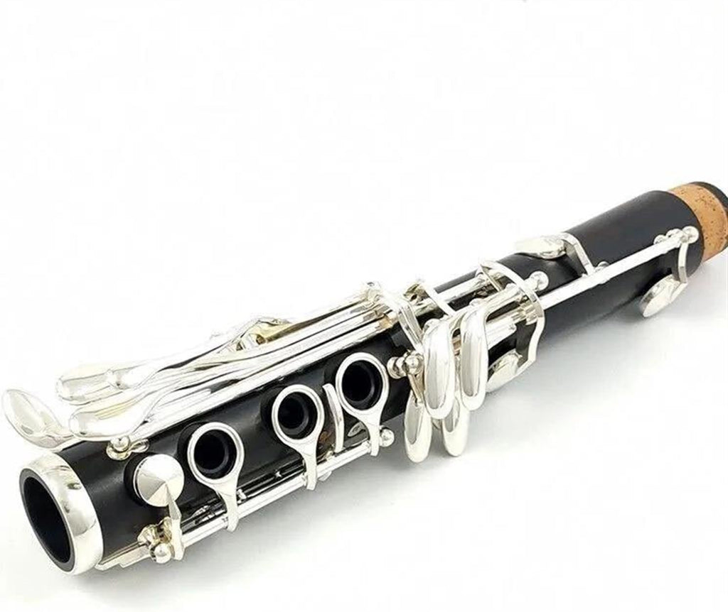 Clarinet Exquisite Clarinet Instrument in The Key of Bb Selected Ebony Body Silver-Plated 18 Keys