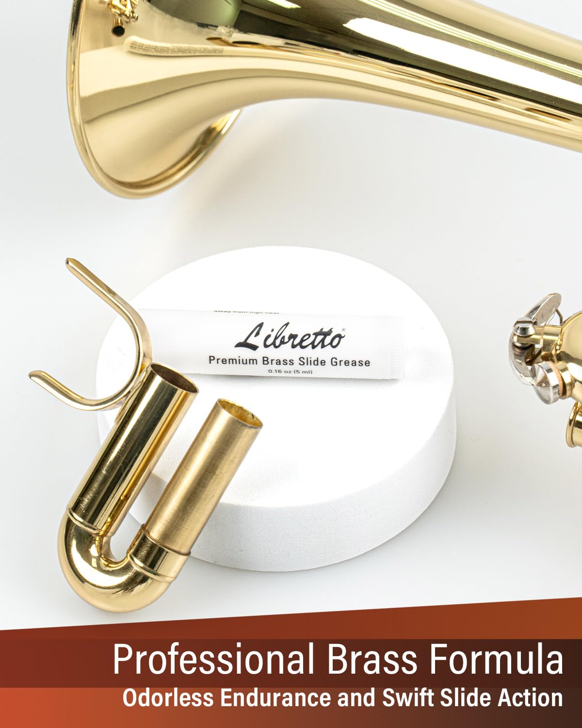 Libretto Premium Brass Slide Grease Stick, 0.16 oz (5 ml), Odorless & Pure, Great Materials from Japan, 100% Special-blended Formula, Thick & Sticky, Best to Extend Life of Trumpet, French Horn & Tuba