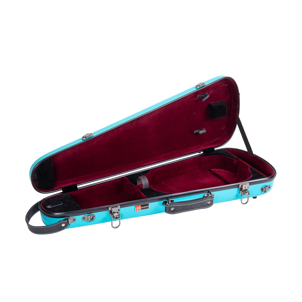 Crossrock Fiberglass Violin Case for 4/4 Full Size – Glossy Mint Blue Contoured Shell, Velvet Suspension Interior, Backpack Straps – Lightweight & Stylish (CRF1020VMB)