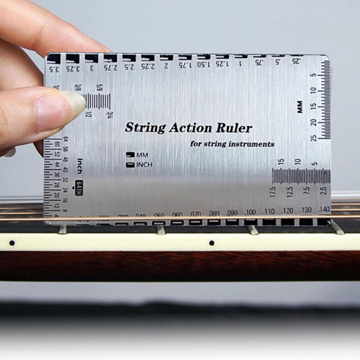 Ipetboom Guitar String Action Gauge Ruler Precision String Height Measuring Tool for Electric Acoustic and Bass Guitars with Center and Length Scale and Repair