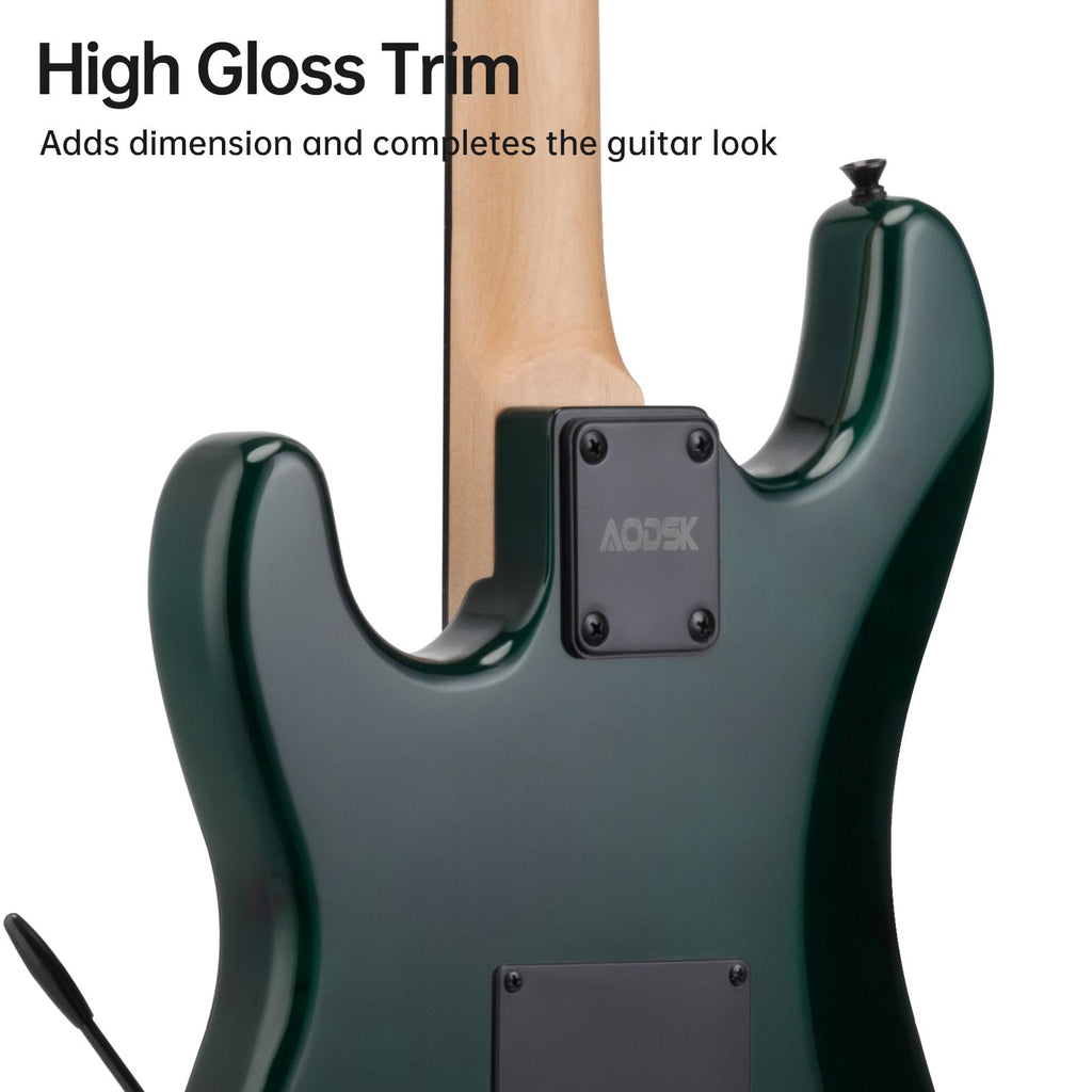 AODSK Electric Guitar with Amp Beginner Kit 39 Inch Solid Body Full Size,All Accessories,Digital Tuner,Six Strings,Four Picks,Tremolo Bar,Strap,Gig Bag,Starter kit (Blue-HSS)