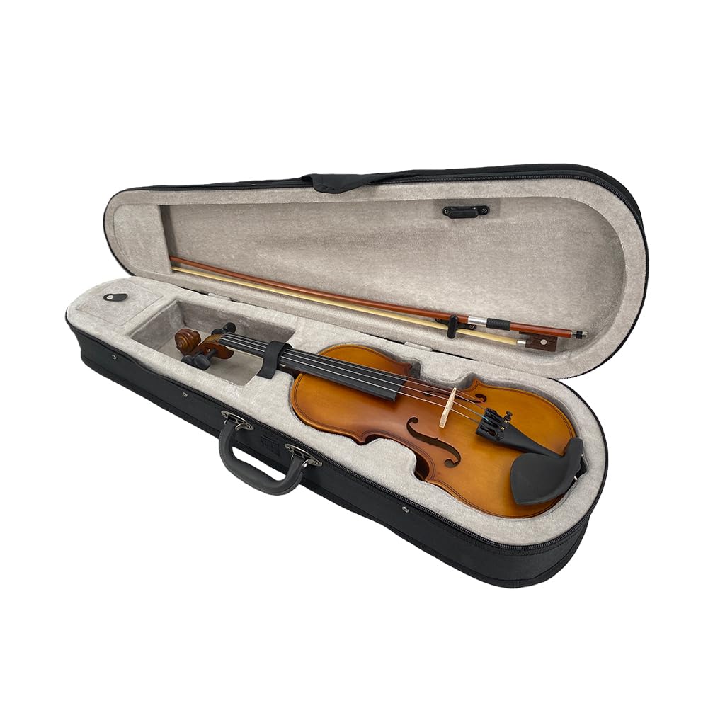 4/4 Violin Kit for Beginners - Perfect for School Orchestra & Daily Practice, Solidwood Maple/Basswood Construction, Matte Black Finish, Hard Case & All Accessories Included