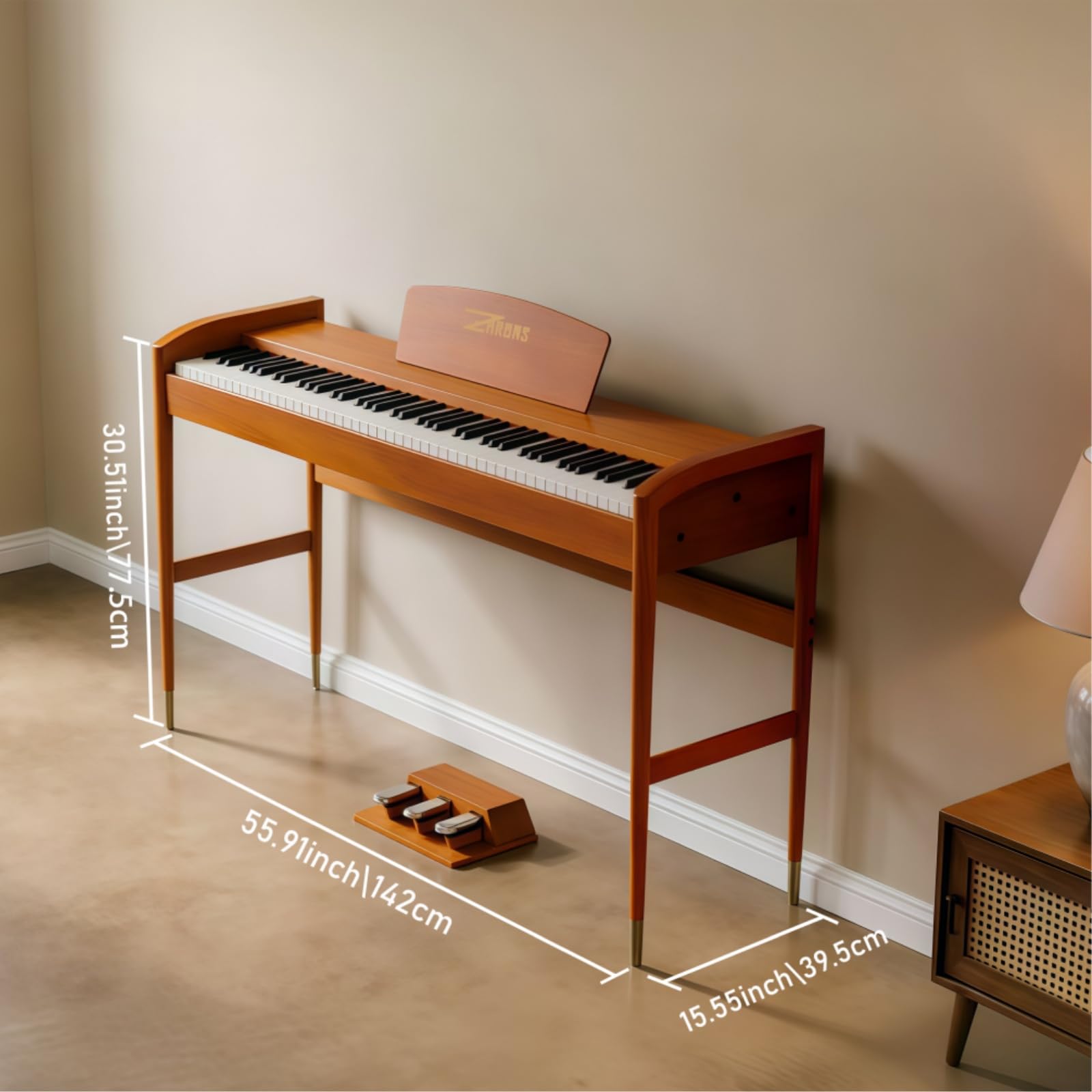 88 Key Weighted Hammer Action Digital Piano, French 5704 Chip, Solid Wood Stand, Triple Pedal, USB-MIDI, 192 Polyphony – For Adults & Intermediate