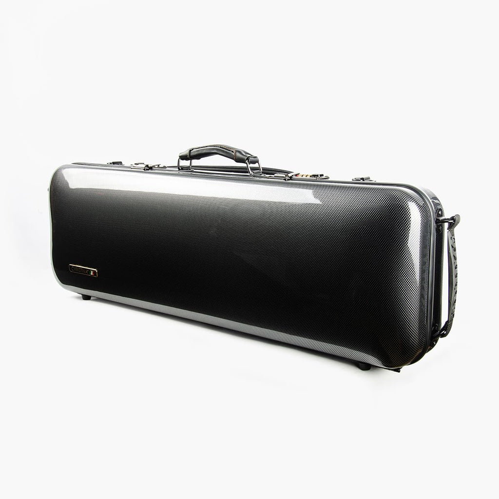 Christina 4/4 Full Size Violin case High-Strength Carbon Fiber Rectangular Violin Music Bag With Combination Lock and Extra Bag White Violin Hard Case (VB-Square-White Stripe spot)