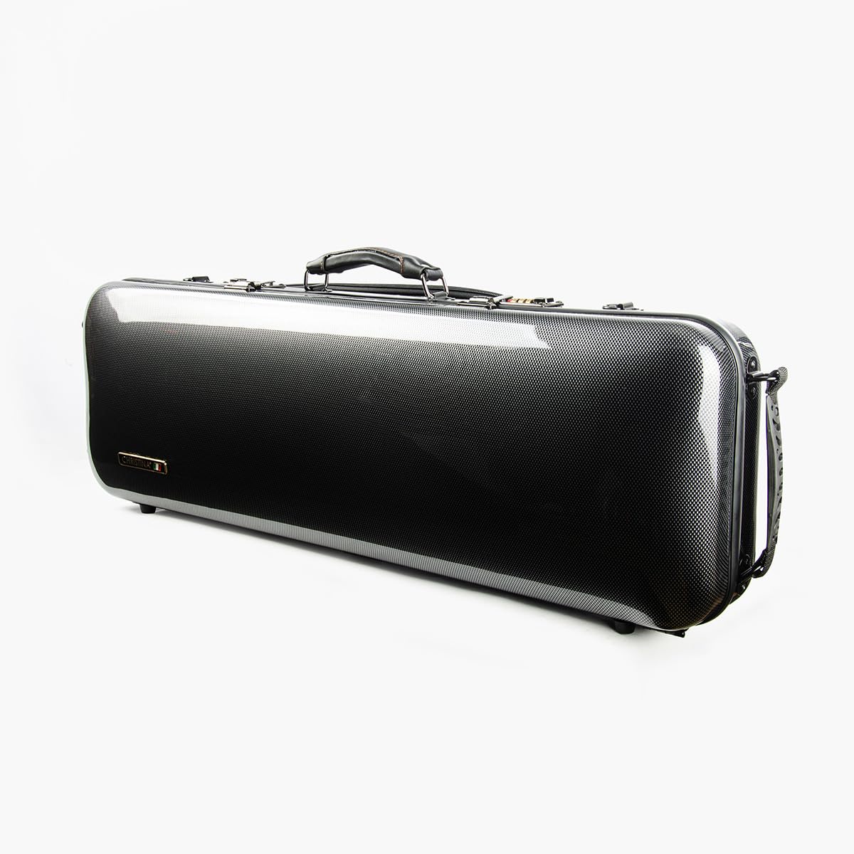 Christina 4/4 Full Size Violin case High-Strength Carbon Fiber Rectangular Violin Music Bag With Combination Lock and Extra Bag White Violin Hard Case (VB-Square-White Stripe spot)