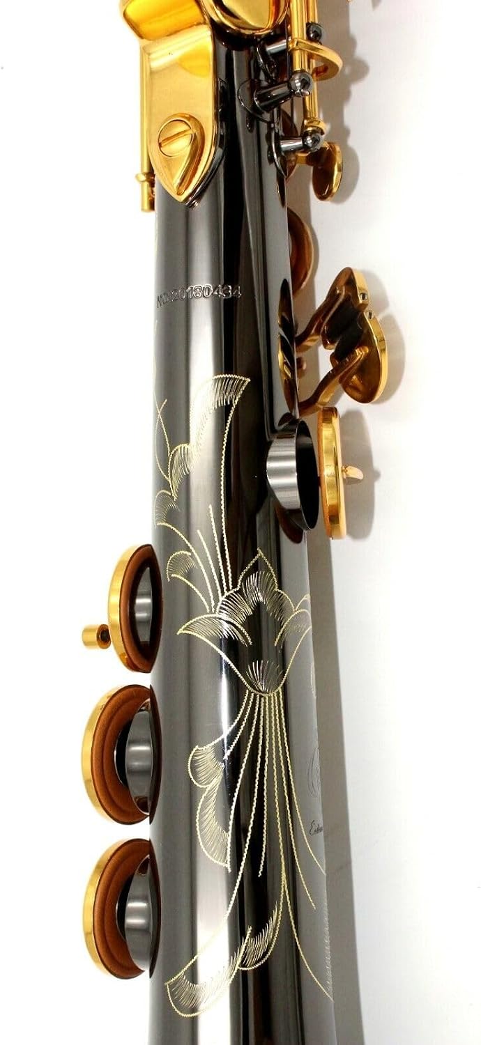 Eastern music black nickel plated straight soprano saxophone gold keys w/case