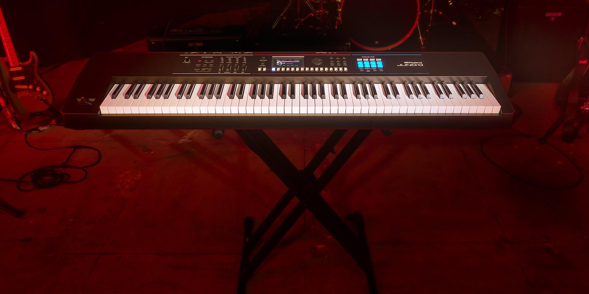 Roland JUNO-D8 Synthesizer Bundle with Adjustable Stand, Bench, Sustain Pedal, Cover, Austin Bazaar Instructional Video, and Polishing Cloth
