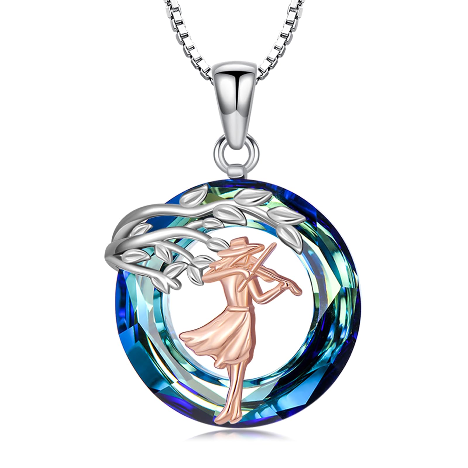 Sport/Music Necklace for Women 925 Sterling Silver Crystal Pendant Tree of Life Jewelry Gifts for Sport Players