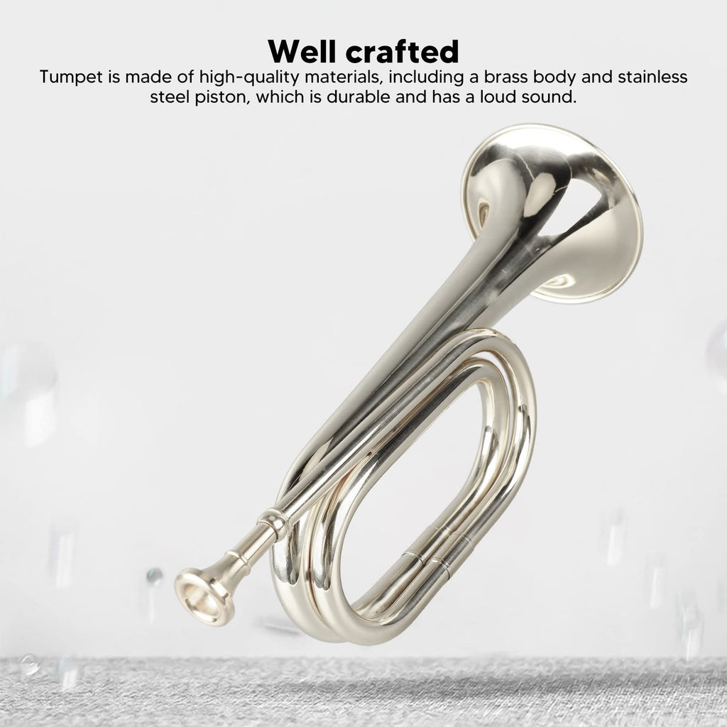 Walfront C Key Trumpet Military Style Brass Trumpet with Mouthpiece for Cavalry Bugle Military Orchestra Silver