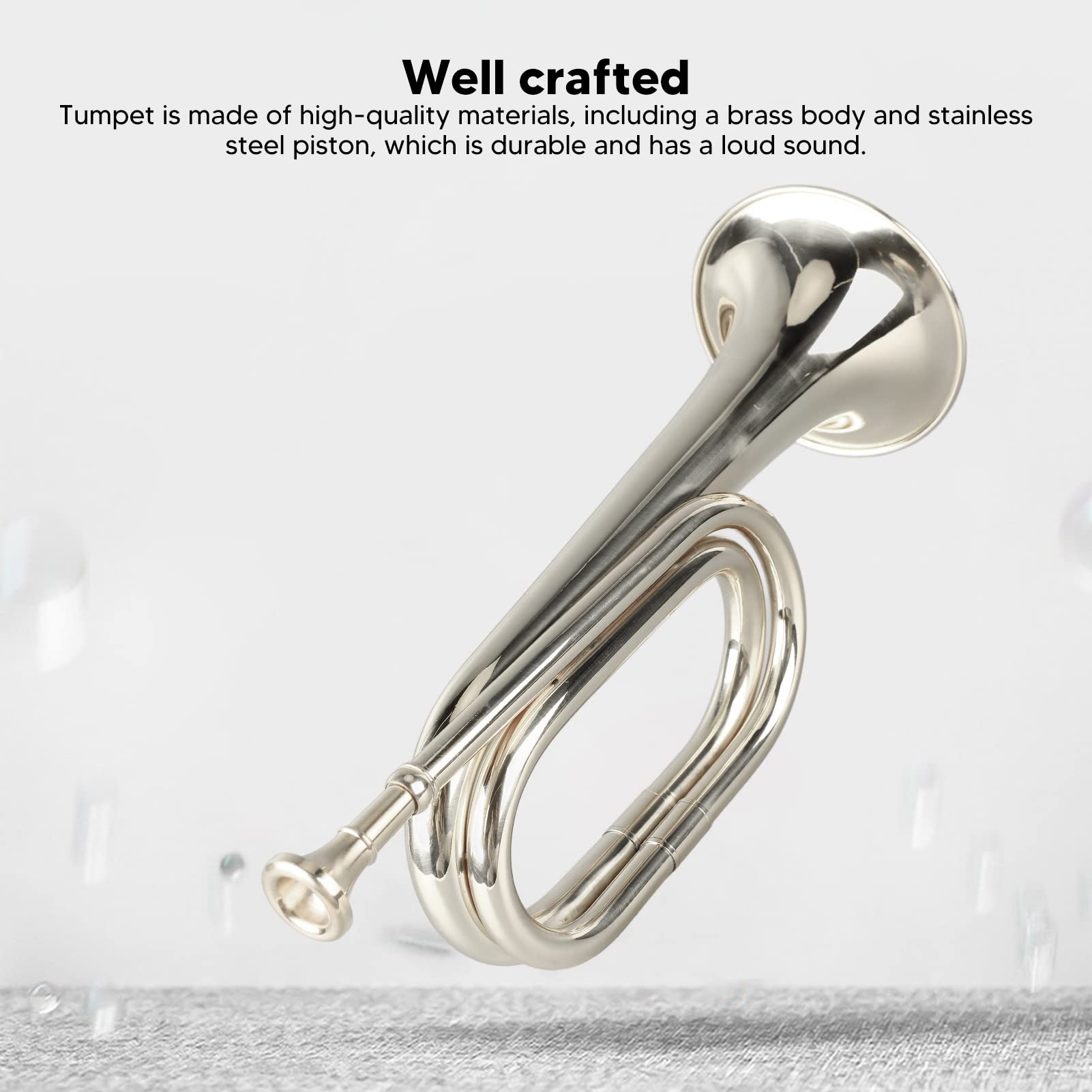 Walfront C Key Trumpet Military Style Brass Trumpet with Mouthpiece for Cavalry Bugle Military Orchestra Silver