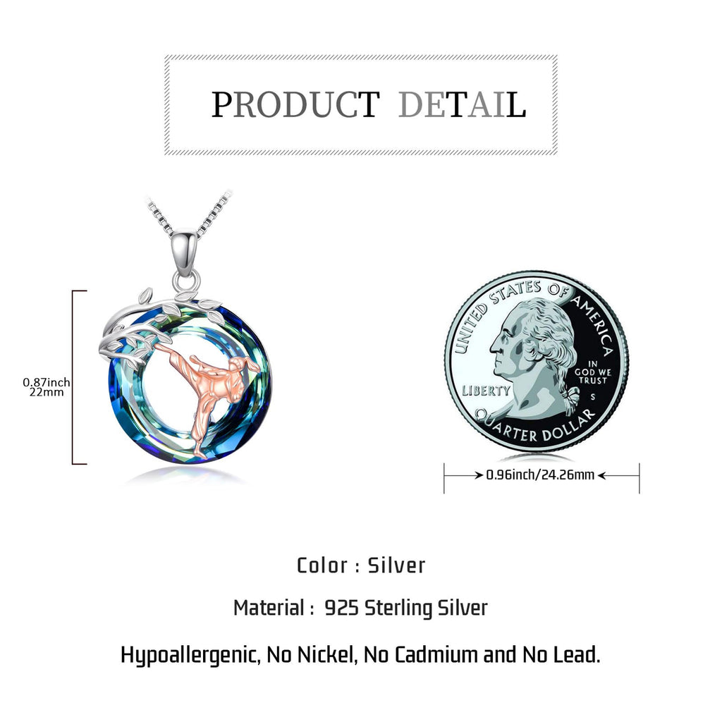 Sport/Music Necklace for Women 925 Sterling Silver Crystal Pendant Tree of Life Jewelry Gifts for Sport Players