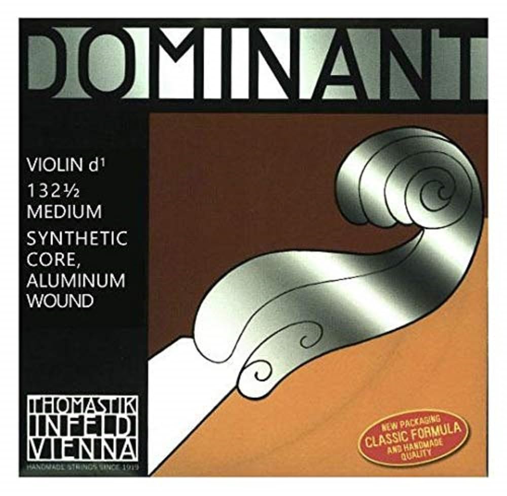 Thomastik-Infeld Dominant Violin String Set, 4/4 Size, Medium Tension - 135B - Synthetic Core A, D, G with Stainless Steel E, Removable Ball - Clear & Balanced Tone, The Reference Standard for Violin