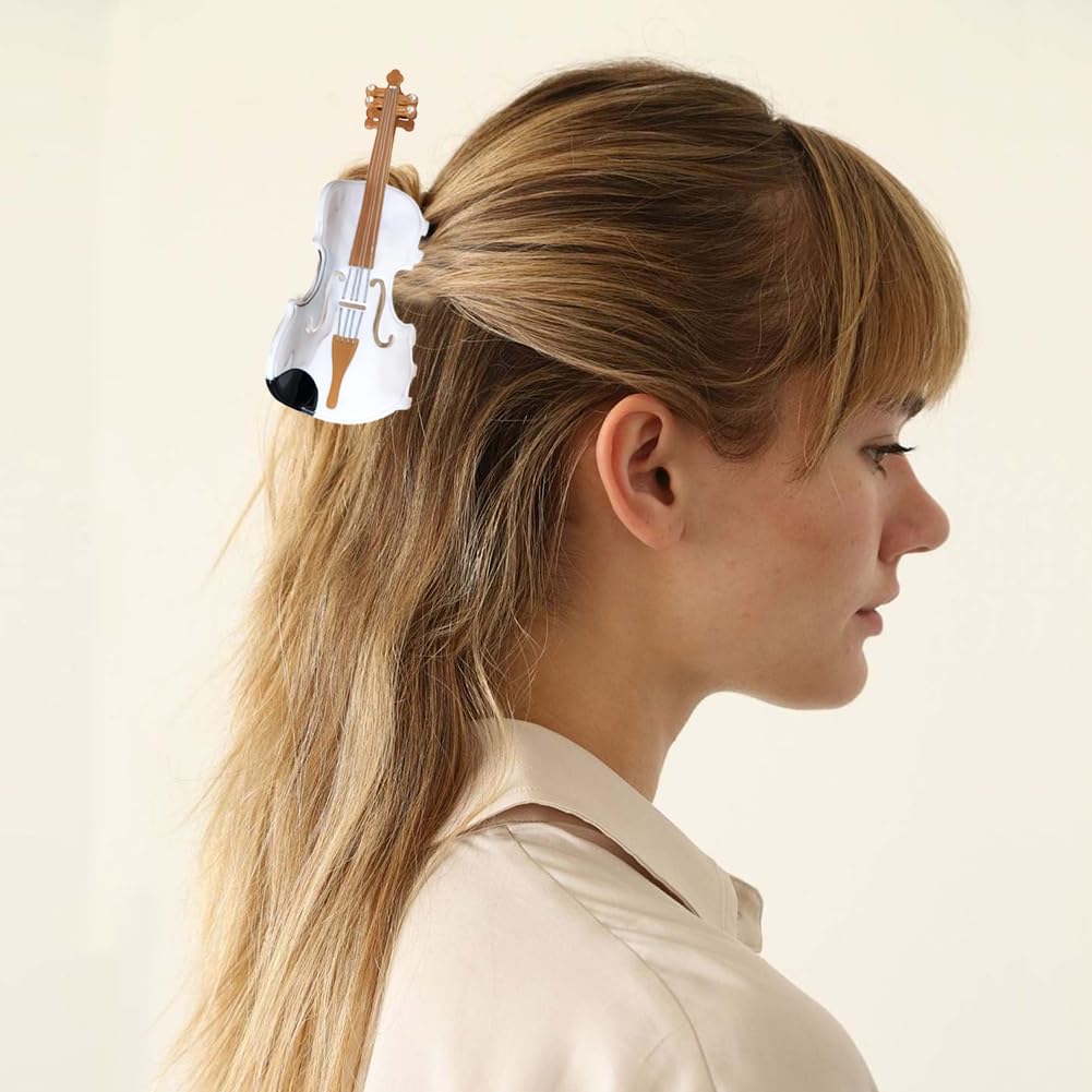 Decorative Violin Hair Clip,Novelty Acetate Claw Clips,Music Instrument Hair Clips for Women(Tortoiseshell Brown)