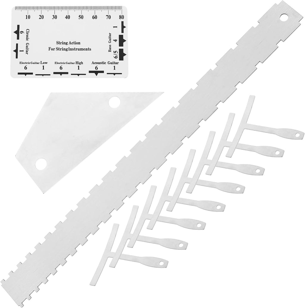 12pcs Guitar Accessory Kit String Action Gauge Radius Gauge Straight Edges Fret Rocker for Maintenance
