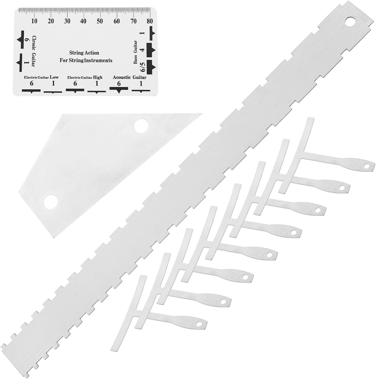 12pcs Guitar Accessory Kit String Action Gauge Radius Gauge Straight Edges Fret Rocker for Maintenance