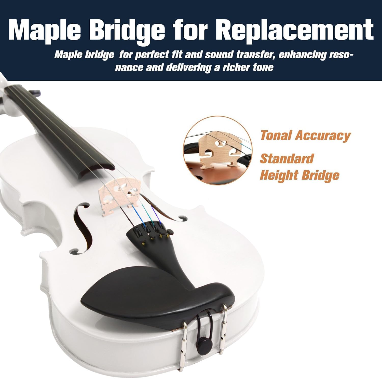 Mendini By Cecilio Violin 4/4 Full Size For Beginners - Fiddle Solidwood Kit with Hard Case - Acoustic Violins with Bow, Rosin, Tuner, Extra Strings & Bridge, Shoulder Rest and Lesson Book (Varnish)