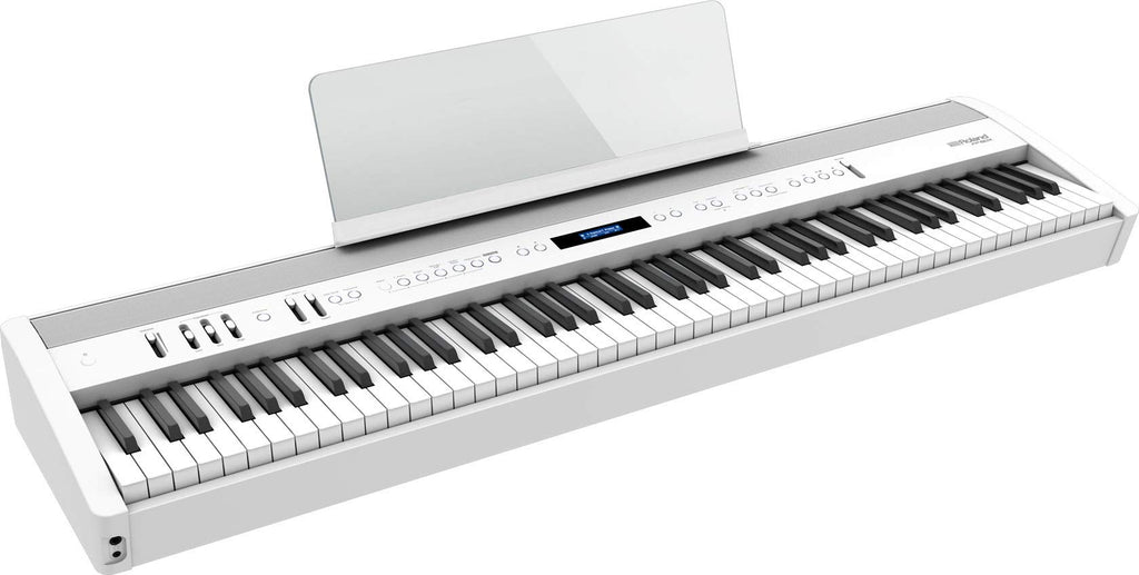 Roland FP-60X 88-Key Digital Piano - White Bundle with Adjustable Stand, Bench, Deluxe Sustain Pedal, Online Piano Lessons, Instructional DVD, and Austin Bazaar Polishing Cloth