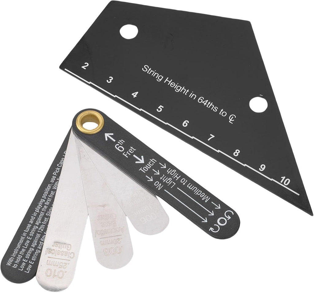 Jiawu Guitar String Action Ruler, Stainless Steel Precise Inch Metric 64ths Truss Rod Measurement Tool, Guitar Setup Kit with String Height and Pickup Height Rulers for Electric