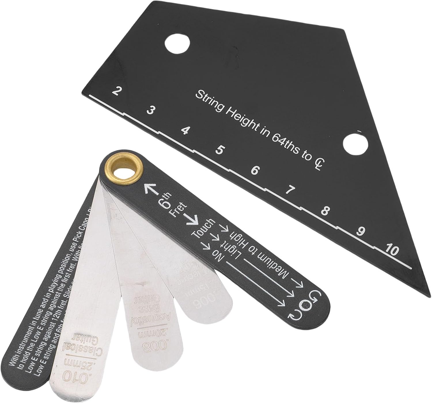Jiawu Guitar String Action Ruler, Stainless Steel Precise Inch Metric 64ths Truss Rod Measurement Tool, Guitar Setup Kit with String Height and Pickup Height Rulers for Electric