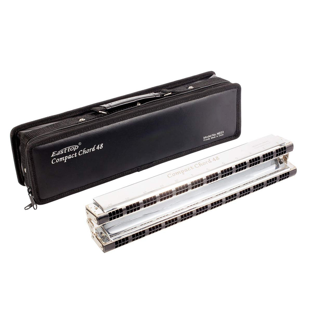 East top 48 Group Chord Harmonica Key of C with Case, Upgrade Chord Mouth Organ Harmonica For Adults, Professional Band Player and Students