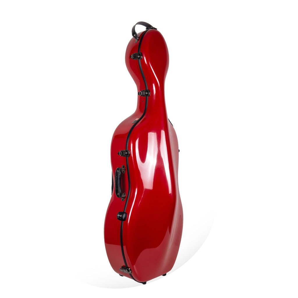 Crossrock Fiberglass Cello 4/4 Full Size Hardshell Case with Wheels in Yellow