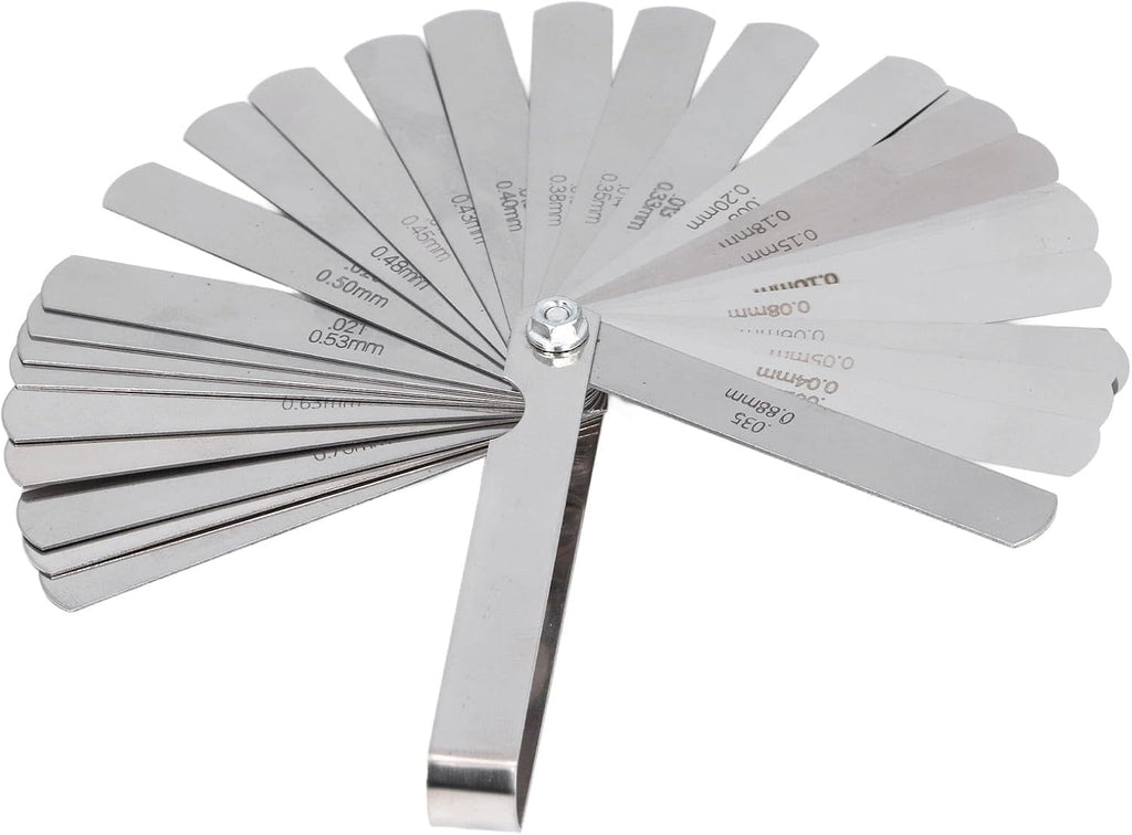 Jiawu Versatile Guitar Luthier Tool Set Efficient 32 Blade Feeler Gauge String Action Ruler for Accurate Measurements Stainless Steel Includes 9 Sizes