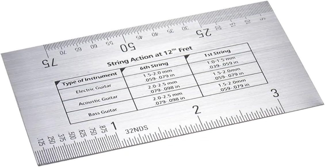 Guitar Action Gauge Ruler, Guitar String Height Gauge, Luthier Tool, for Electric, Acoustic, Bass Guitar
