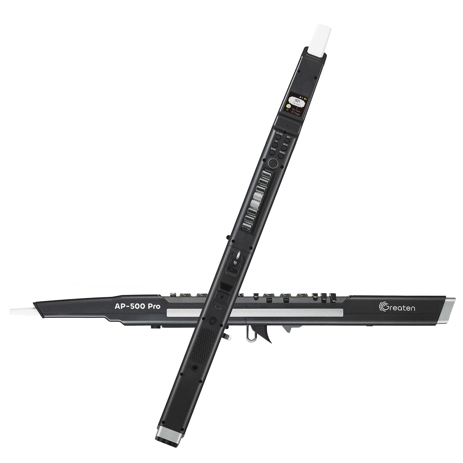 AP 500 Pro Electronic Wind Instrument with Dual Timbres, 120 Tones, Touch Bend Plate, OLED Display, Built-in OTG, Voice Control Digital Saxophone For Practice or Performance (Sliver)