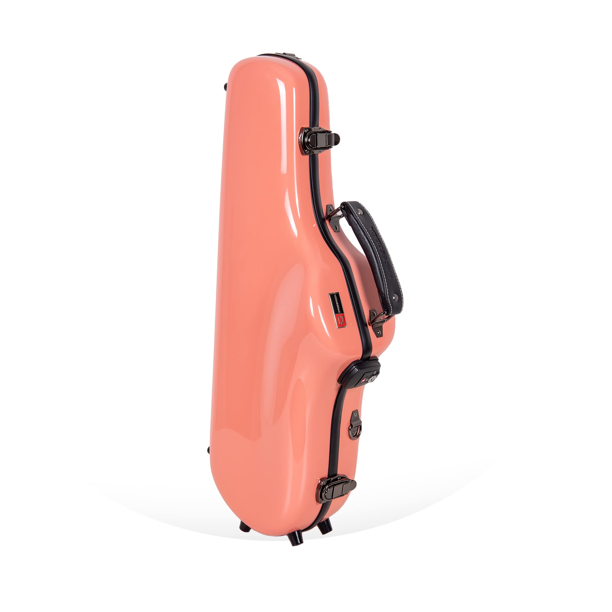 Crossrock Pro-Grade Straight Soprano Saxophone Case | Crimson Red Gloss, TSA Lock, Elite Protection, Detachable Backpack Straps, Accessory Pocket for Professional Musicians