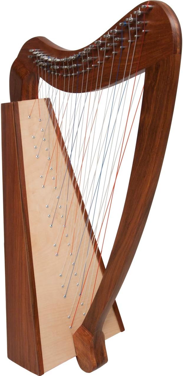 Includes: Roosebeck 38 Strings Pro Quality Solid Rosewood Irish Celtic Cross Strung Harp + Snark Clip-On Chromatic Tuner + Mel Bays Basic Harp Book for Beginners By Laurie Riley