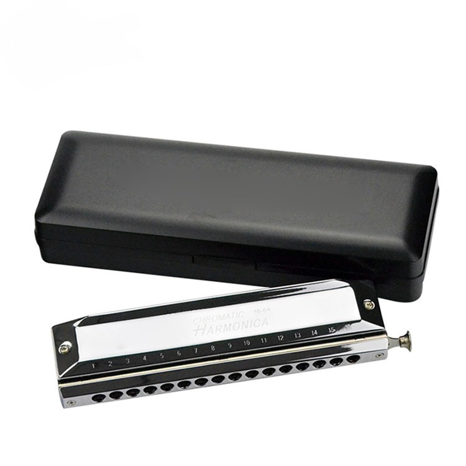 16 Holes 64 Tone C Key Chromatic Harmonica Professional Wind Musical Instruments With Case Beginner Harmonica (Color : Silver)