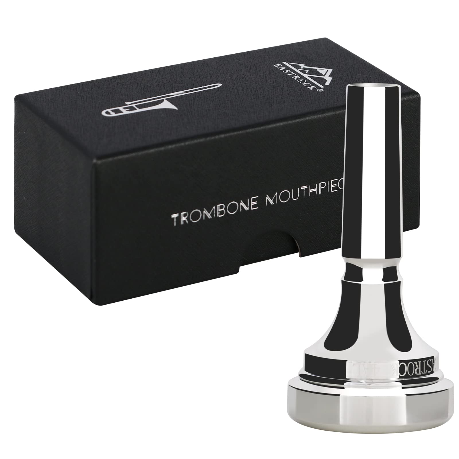 EASTROCK Trombone Mouthpiece,Silver Plated Trombone Mouthpiece Large Shank 4AL, Trombone Instrument Accessories Vacuum Packed