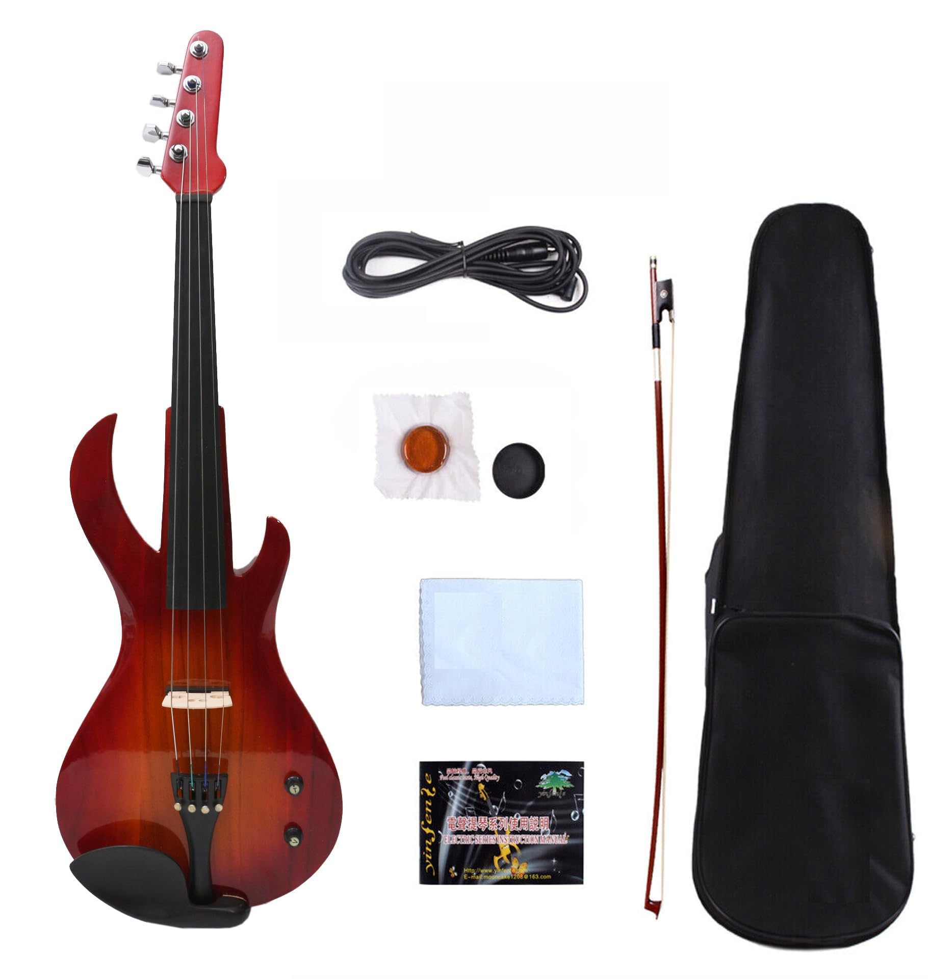 Vetimobato 16 Inch Electric Viola Set Full Size 5-String Solid Wood Practice Viola Kit with Ebony Fingerboard Include Hard Case Brazilwood Bow AUX Cable for Beginners & Adults (5 String Viola Bown)
