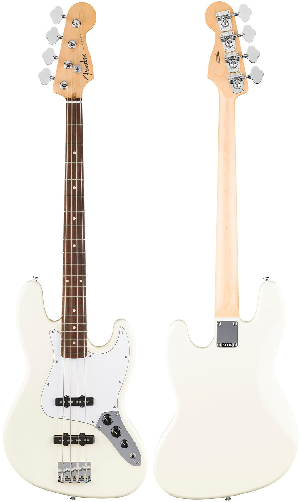 Fender Standard Jazz Bass - Olympic White Bundle with Strap, Guitar Cleaning Kit and Austin Bazaar Instructional Video