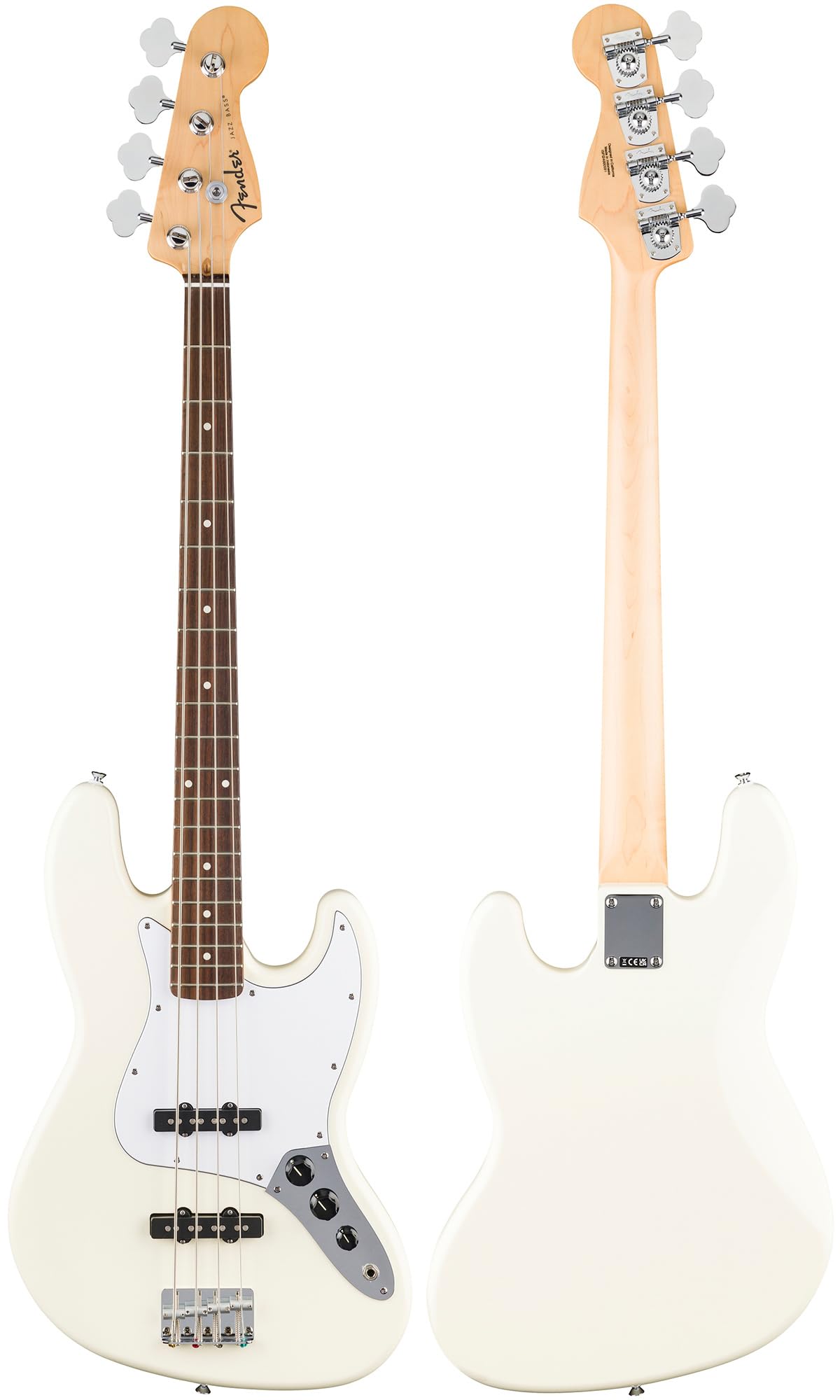 Fender Standard Jazz Bass - Olympic White Bundle with Strap, Guitar Cleaning Kit and Austin Bazaar Instructional Video