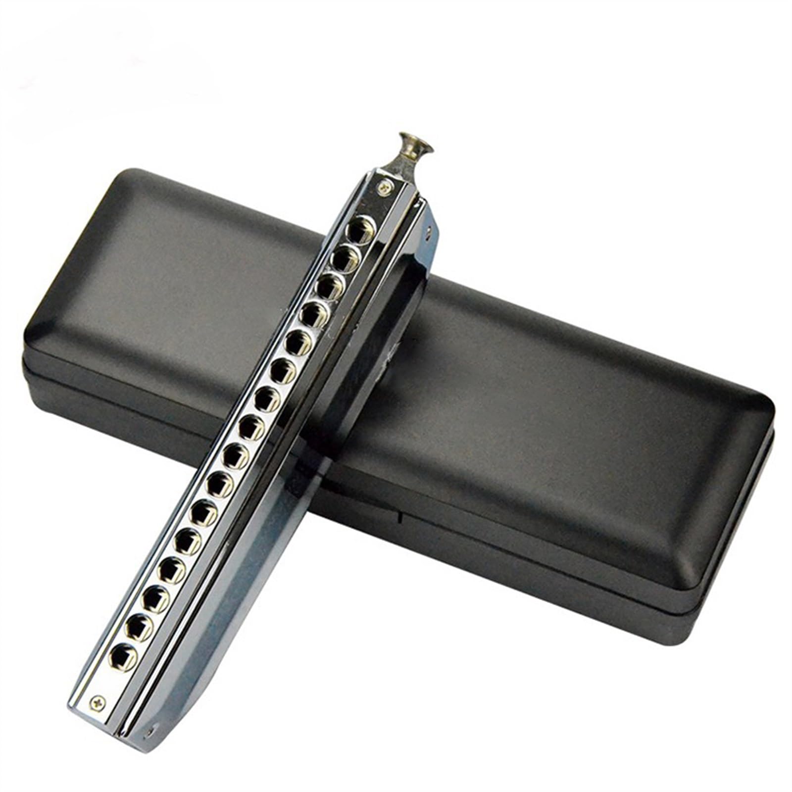Students Harmonica 16 Holes 64 Tone C Key Chromatic Harmonica Professional Wind Musical Instruments With Case (Color : Gold)