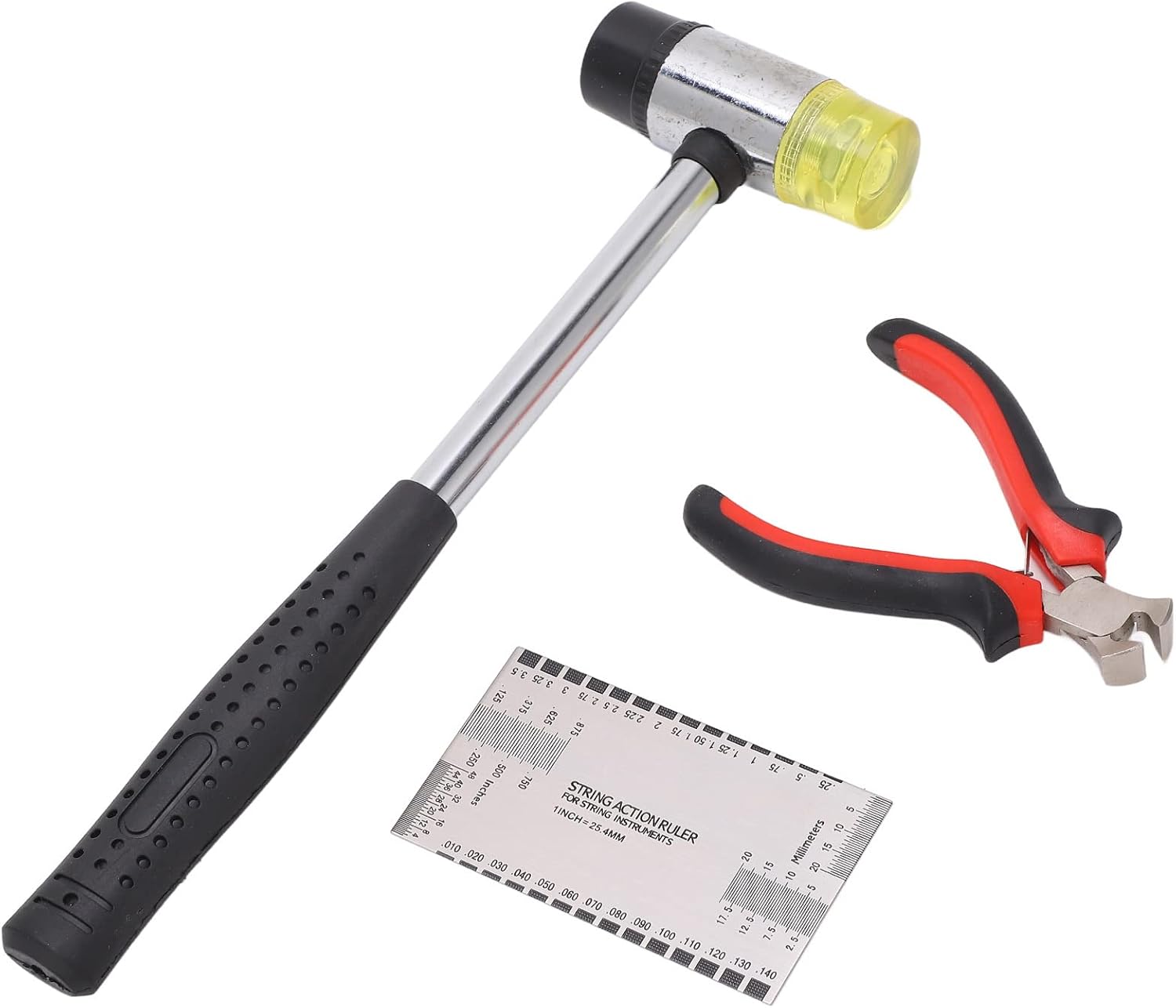 Guitar Hammer Plier String Action Ruler Gauge Set Robust Metal Guitar Repairing Maintenance Tool Kit