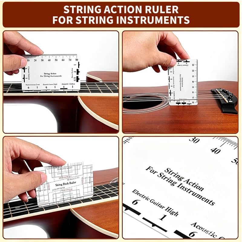 17Pcs Guitar Luthier Setup Tool Kit, String Action Ruler, Feeler Gauge(32 Blades), T-Shape Gauge for Guitar & Bass