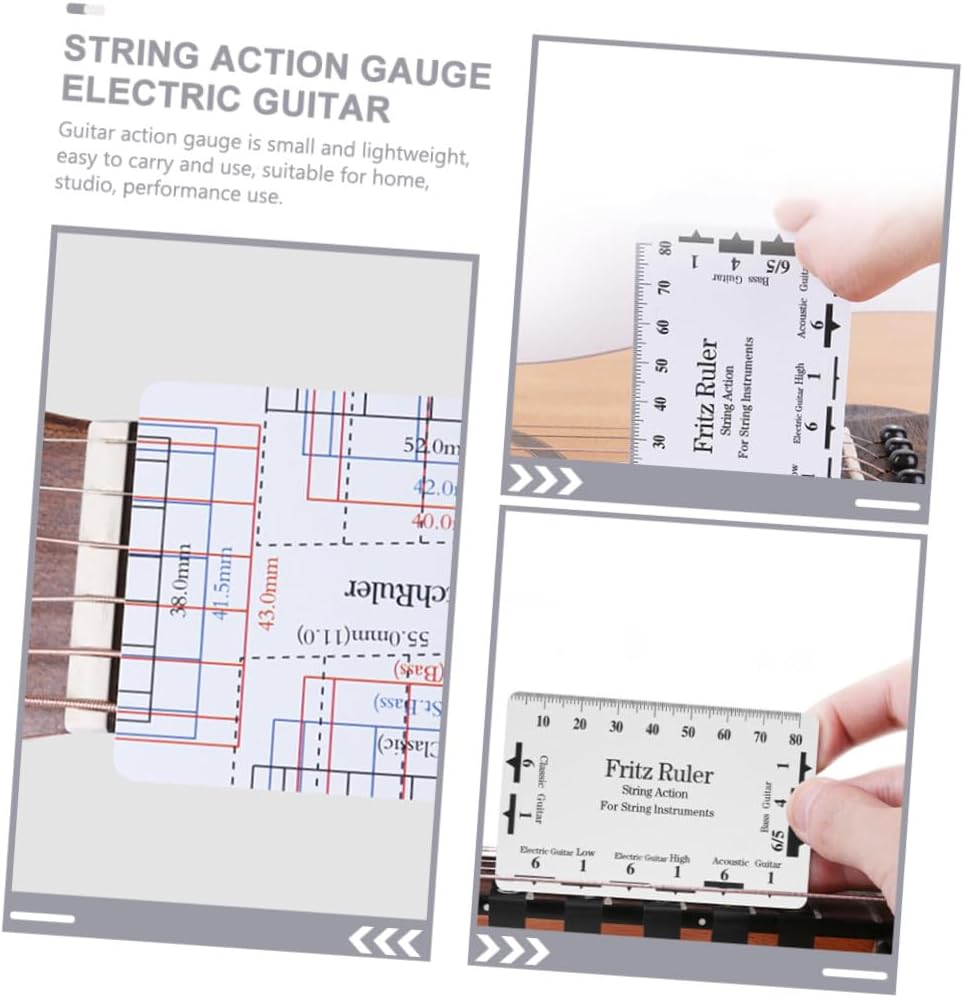 2Pcs String Action Gauge Ruler Measurement Tool for Electric Acoustic and Bass Guitars Includes and Rulers for Precise String Height