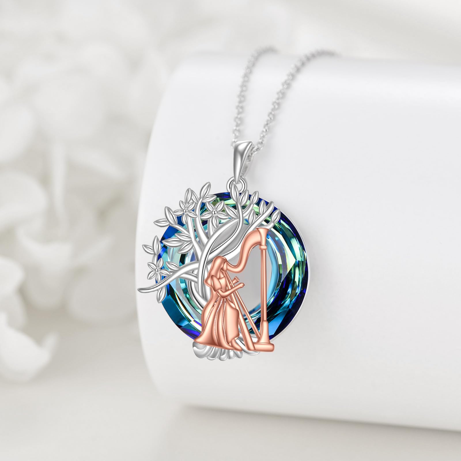 YFN Tree of Life Necklace Sterling Silver Crystal Jewelry Graduation Birthday Gifts for Women
