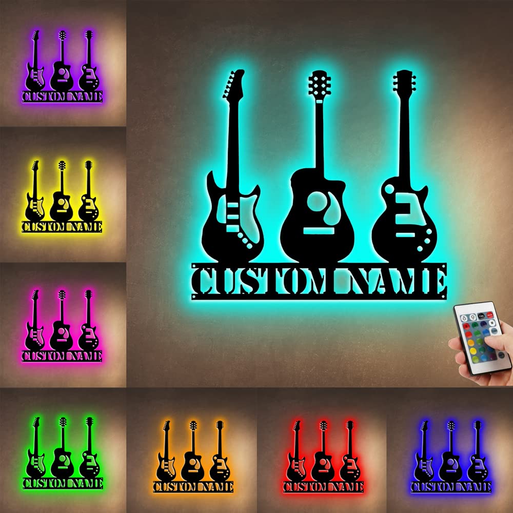 Personalzied Guitarist Name Wall Sign LED Lights Custom Cello Wall Art Music Neon Sign Electric Guitar Night Light Rock DJ LED Lamp Music Studio Plaque Musical Shed Name Plaque for Teacher