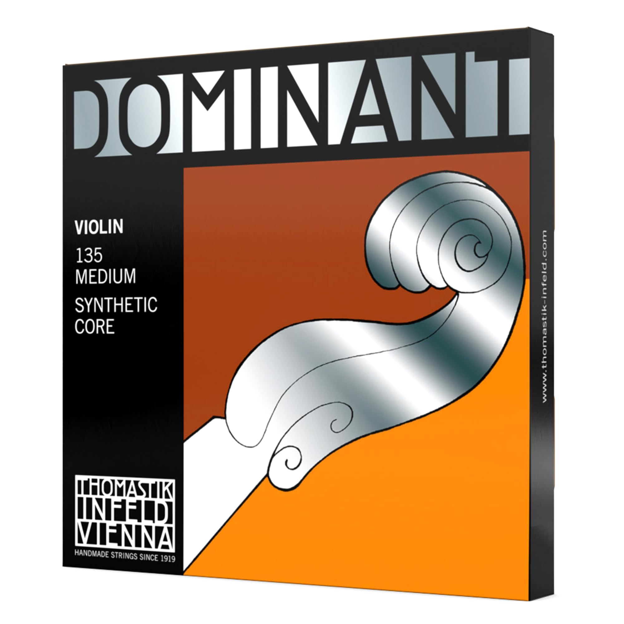 Thomastik-Infeld Dominant Violin String Set, 4/4 Size, Medium Tension - 135B - Synthetic Core A, D, G with Stainless Steel E, Removable Ball - Clear & Balanced Tone, The Reference Standard for Violin