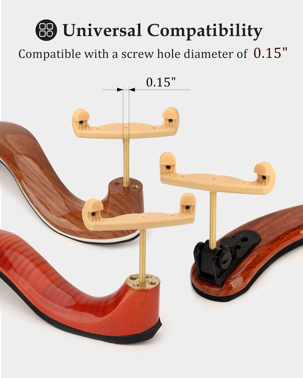 LMS Universal Extra Long Fork for Violin Shoulder Rest 4/4 3/4 Full Size, Replacement for Violin Viola Fiddle Shoulder Rest Extra-Long Feet, 1.5 inch (Black)