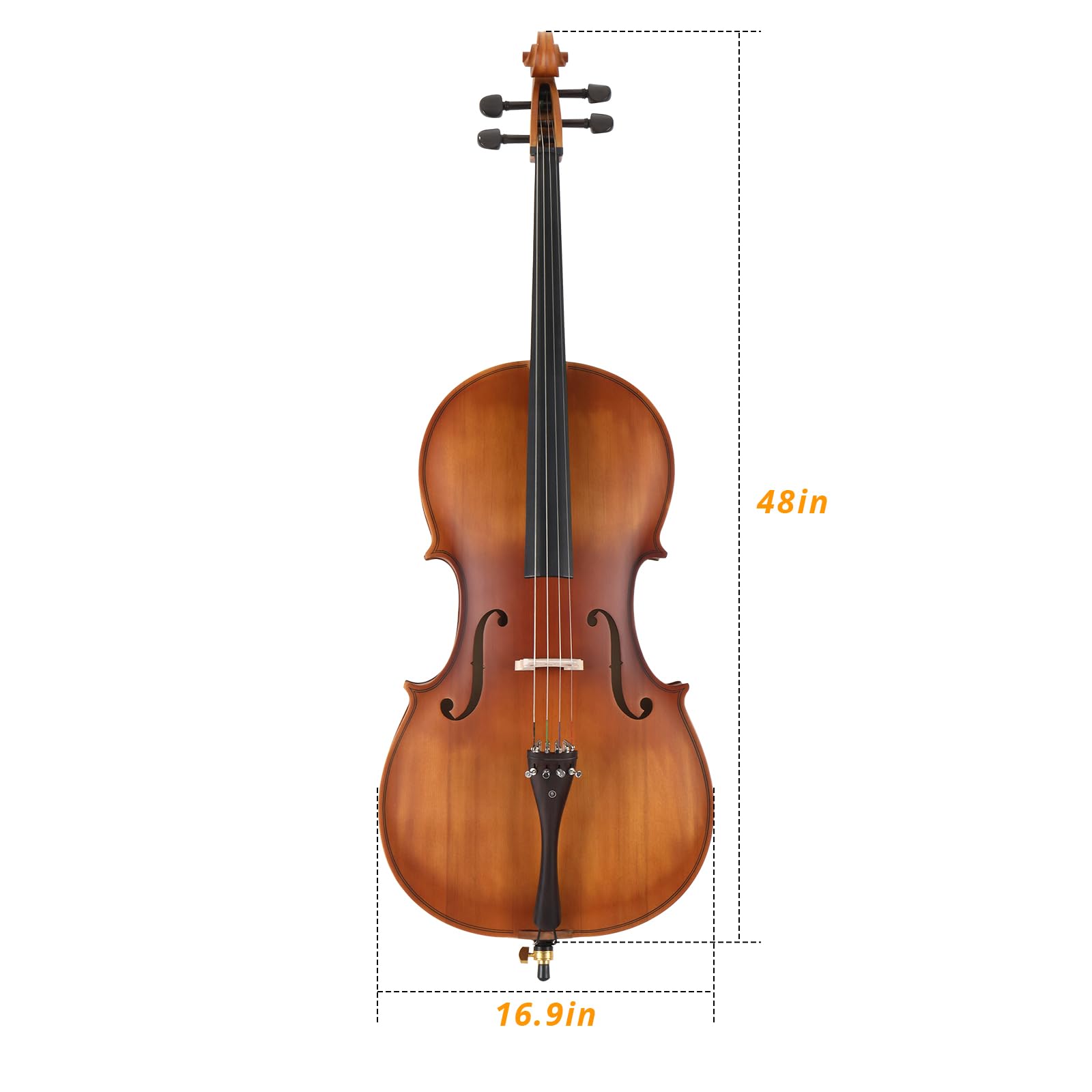 4/4 Full Size Cello Set,Professional Handmade Solid Wood Acoustic Cello with Portable Bag,Bow,Rosin,Cello Musical Instrument for Beginners & Adults (Natural)