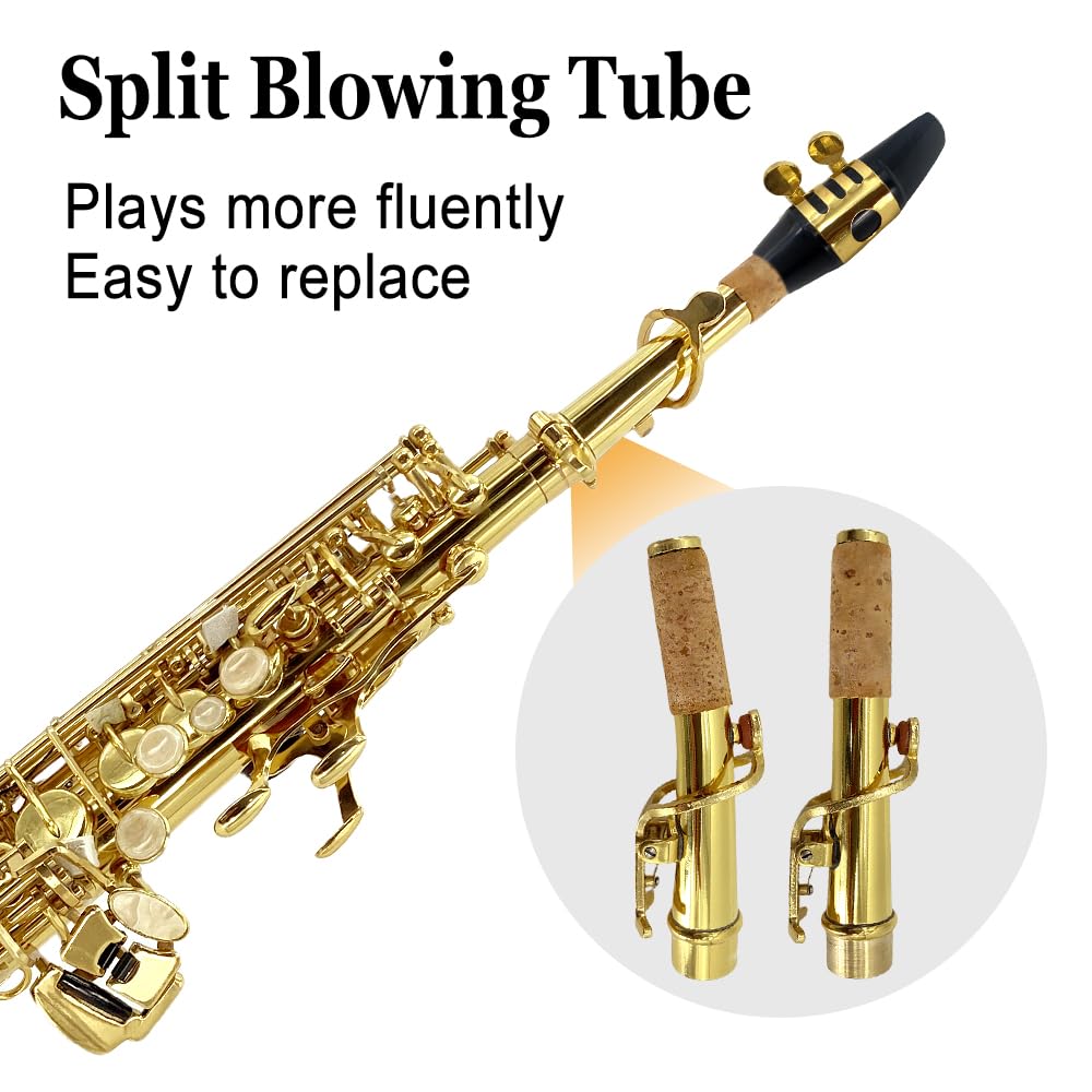Straight Soprano Saxophone – Bb Brass Sax with Case, Mouthpiece & Full Accessories for Beginner & Adult