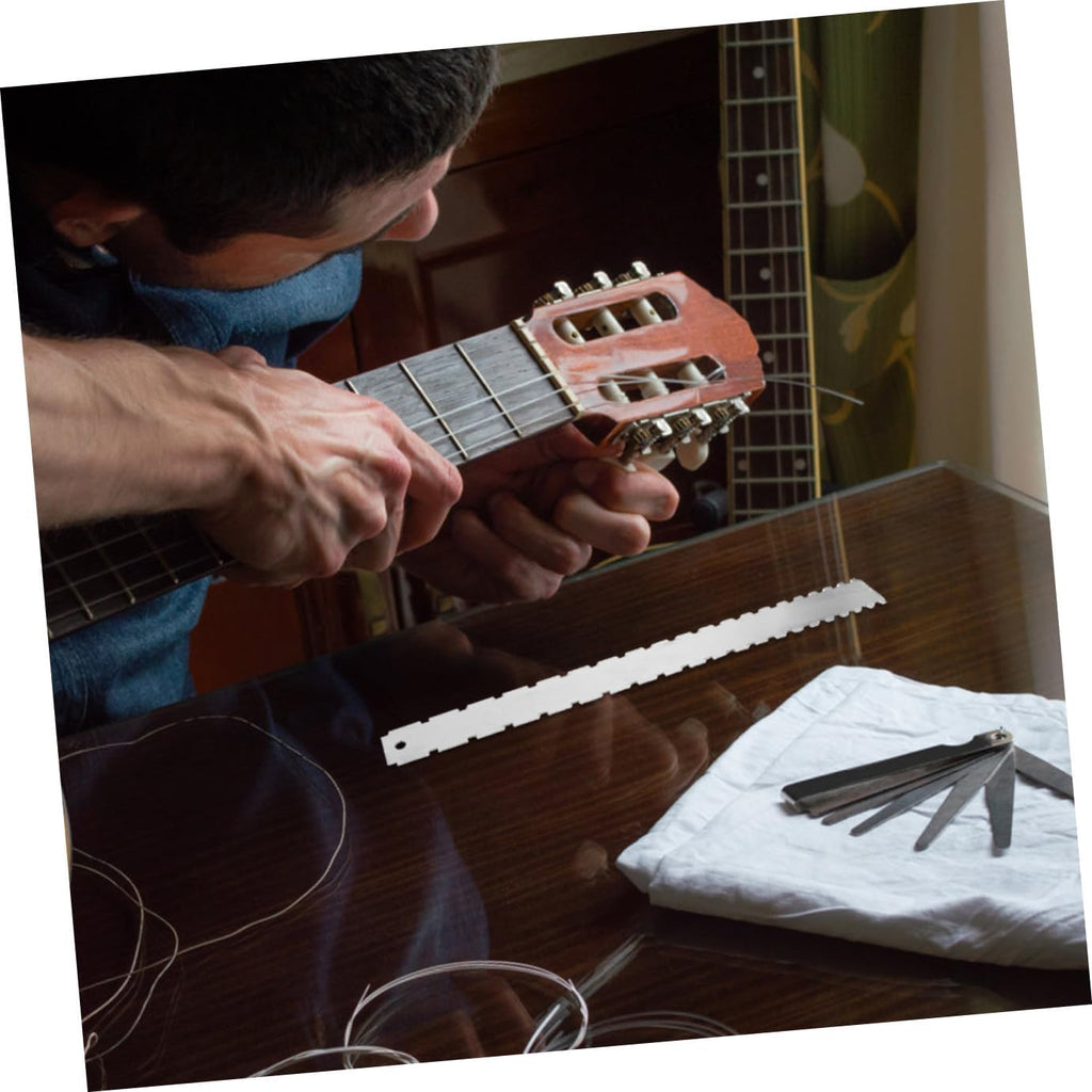 minkissy Luthier Guitar String Action Gauge Ruler and Neck Radius Straight Edge Notched Measuring Tool for Electric and Bass Guitar Setup