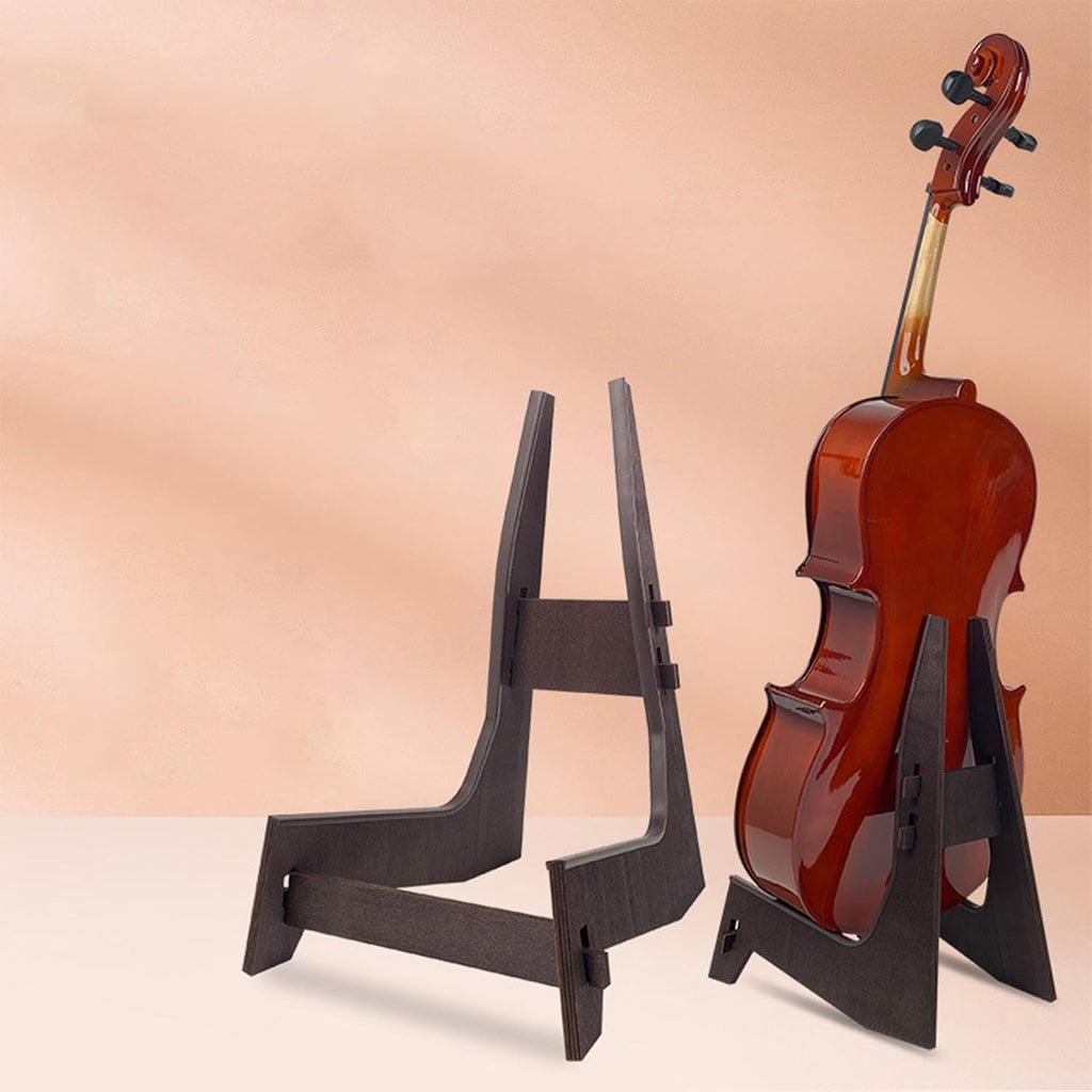 Wooden Cello Stand Holder, Portable Floor Stand for 1/8-4/4 Cellos, Electric Bass, Guitars and Violins, Lightweight Detachable Design